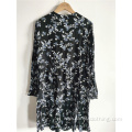 Women's Floral Printed Dress With Lantern Sleeves